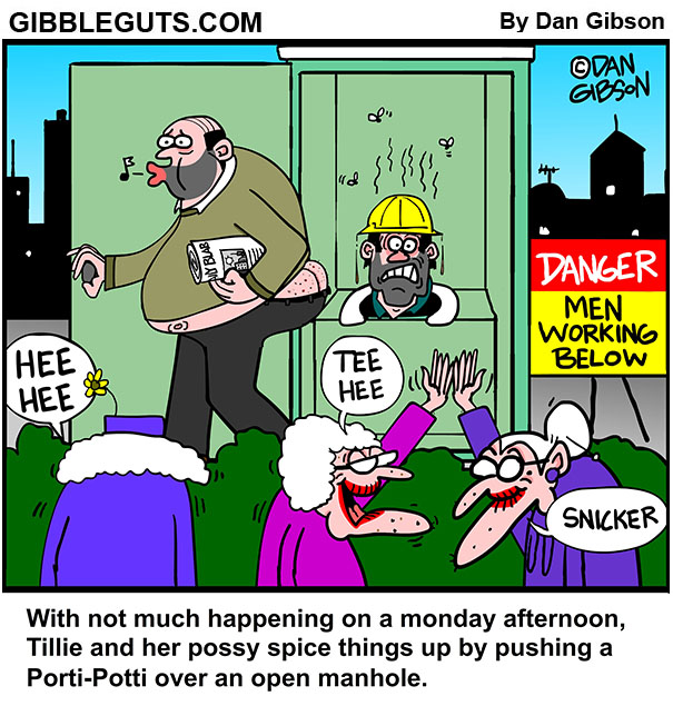 Old lady pranks city workers cartoon from